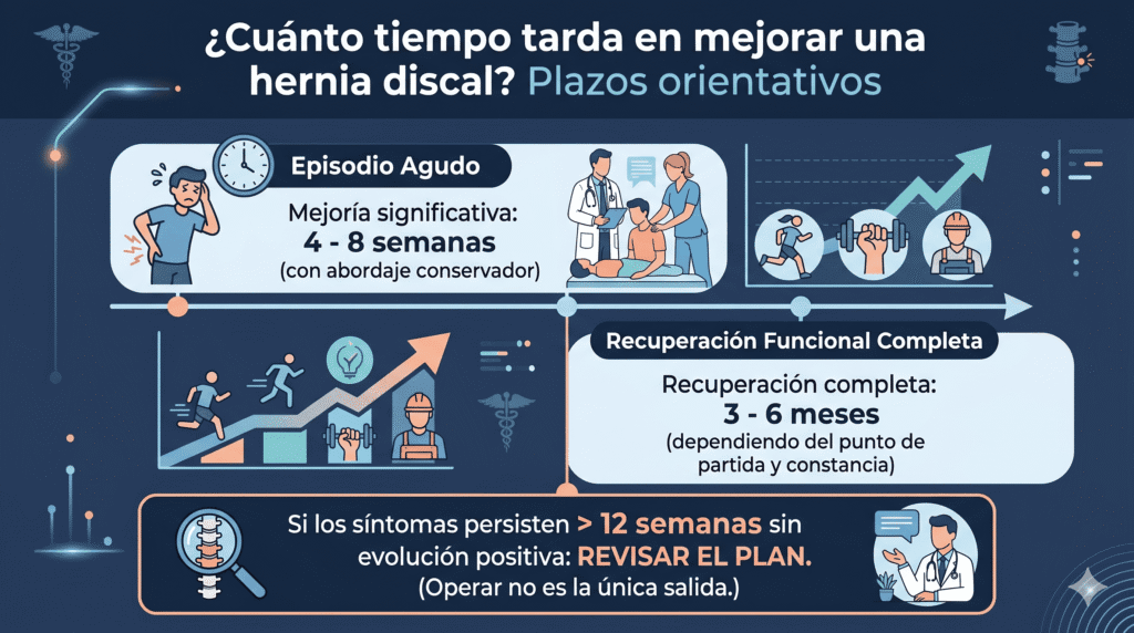 cuanto tiempo tarda una hernia discal en mejorar